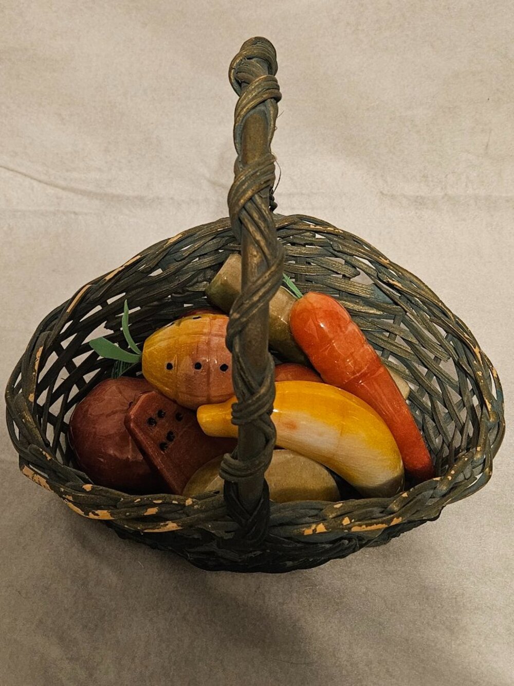 Vintage Italian Alabaster Stone Fruit Lot Mid Century Modern Carved Marble MCM